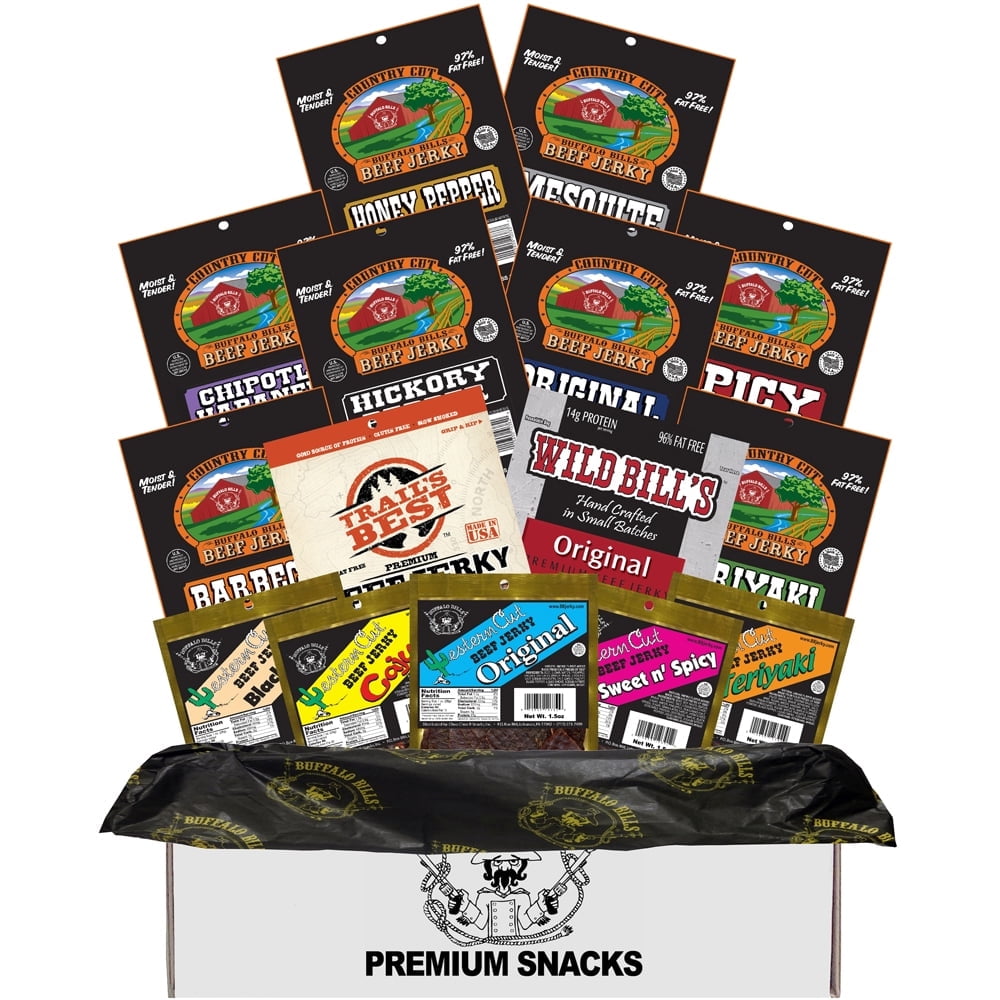 Buffalo Bills High Protein Jerky & More Gift Box (15 meat snacks with 10 grams of protein or more)