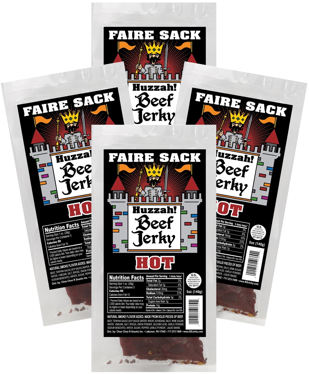 Buffalo Bills Hot 5oz Faire Sack Huzzah Beef Jerky (4 packs hot beef jerky)