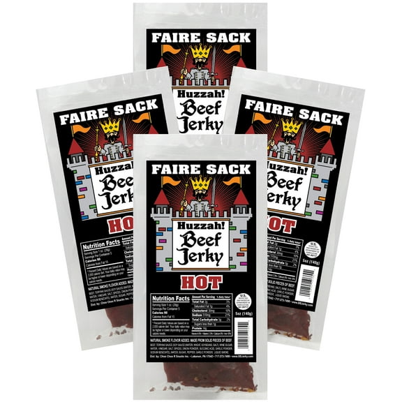 Buffalo Bills Hot 5oz Faire Sack Huzzah Beef Jerky (4 packs hot beef jerky)