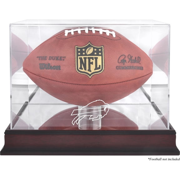 Buffalo Bills Mahogany Football Logo Display Case with Mirror Back