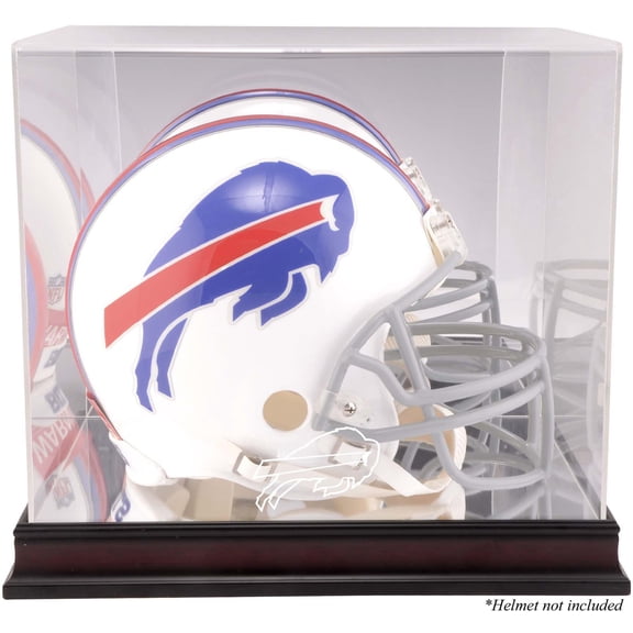 Buffalo Bills Mahogany Helmet Logo Display Case with Mirror Back