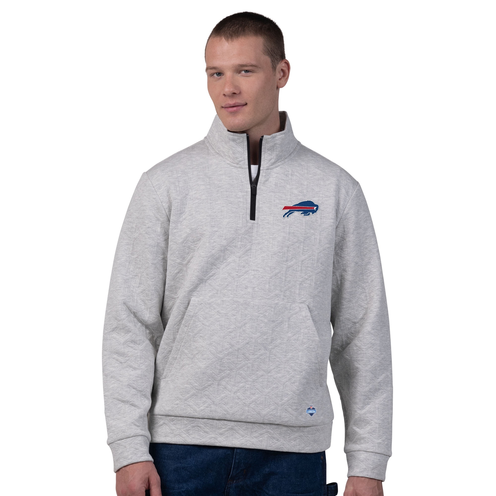 Buffalo Bills Men's NFL Combine Textured 1/4 Zip Pullover Longsleeve Fleece