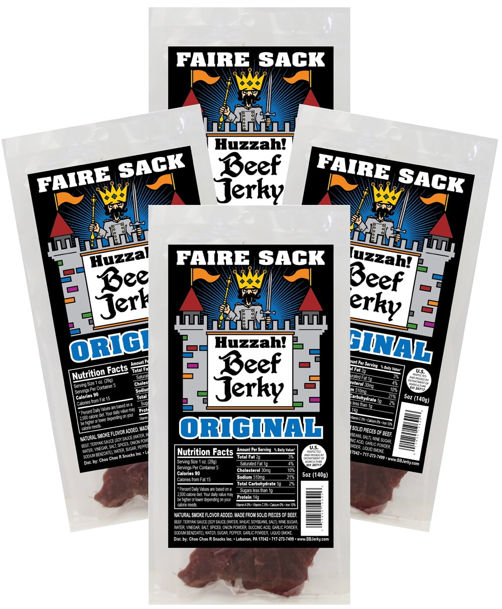Buffalo Bills Original 5oz Faire Sack Huzzah Beef Jerky (4 packs original beef jerky)