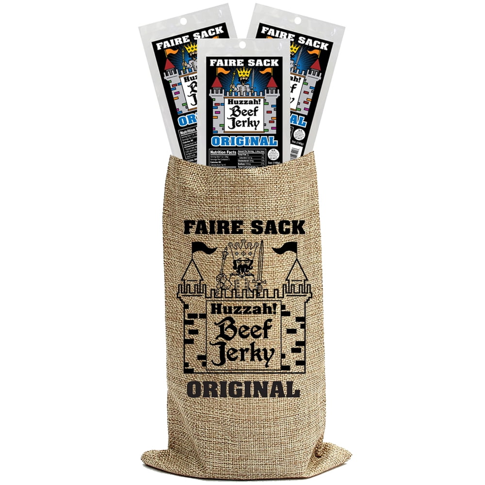 Buffalo Bills Original 5oz Faire Sack Huzzah Beef Jerky in Burlap Wine Bag (3 packs original beef jerky)