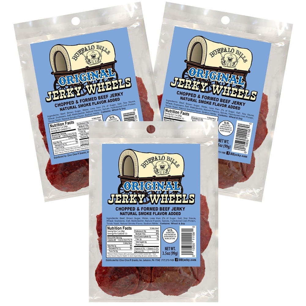 Buffalo Bills Original Beef Jerky Wheels (Circles) - Three 3.5oz Packs