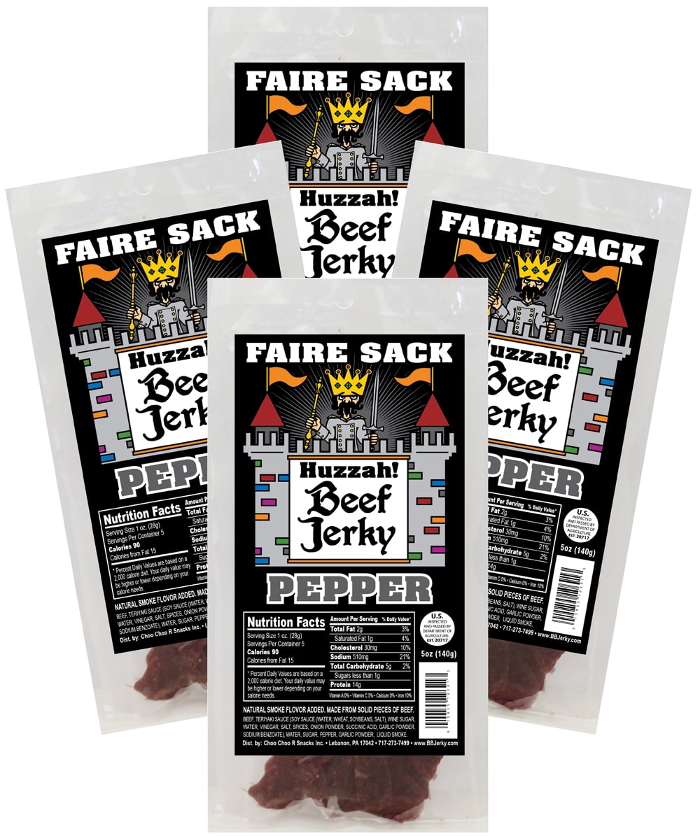 Buffalo Bills Pepper 5oz Faire Sack Huzzah Beef Jerky (4 packs pepper beef jerky)
