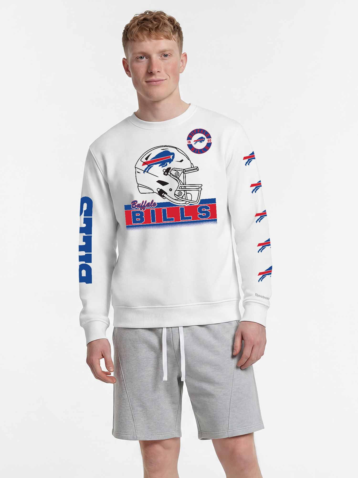Buffalo Bills Reebok Mens White Crew Sweatshirt
