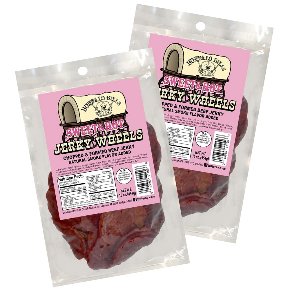 Buffalo Bills Sweet & Spicy Beef Jerky Wheels (Circles) - Two 16oz Packs