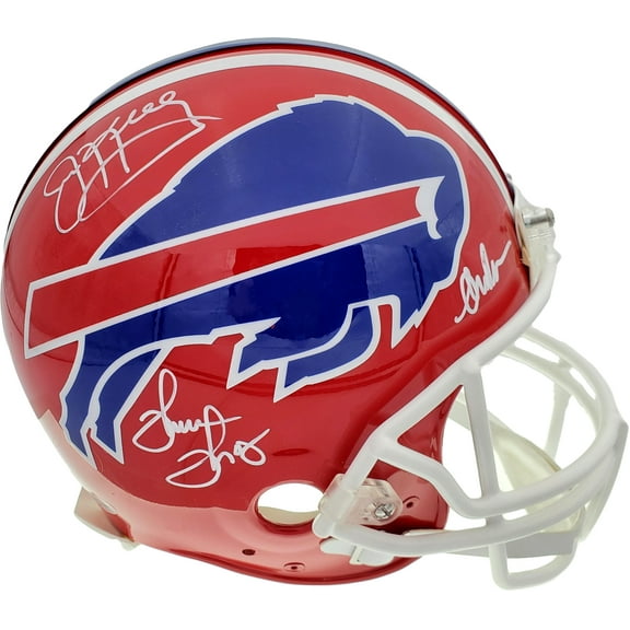 Buffalo Bills Team Greats Autographed Authentic Proline Full Size Red Helmet With 3 Signatures Including Jim Kelly, Thurman Thomas & Andre Reed Beckett BAS 185862