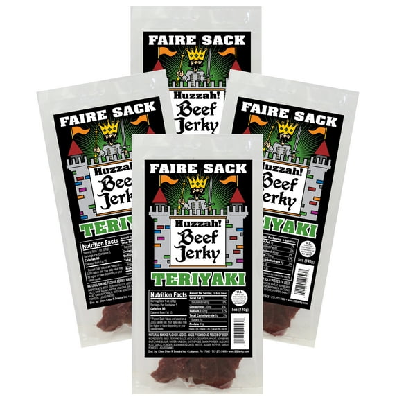 Buffalo Bills Teriyaki 5oz Faire Sack Huzzah Beef Jerky (4 packs teriyaki beef jerky)