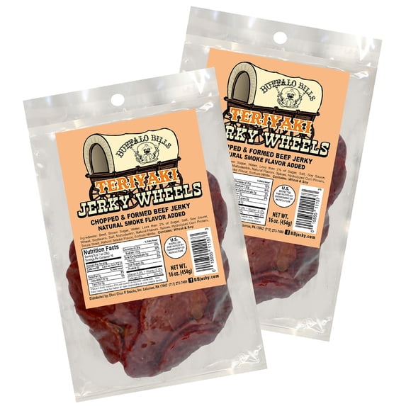 Buffalo Bills Teriyaki Beef Jerky Wheels (Circles) - Two 16oz Packs