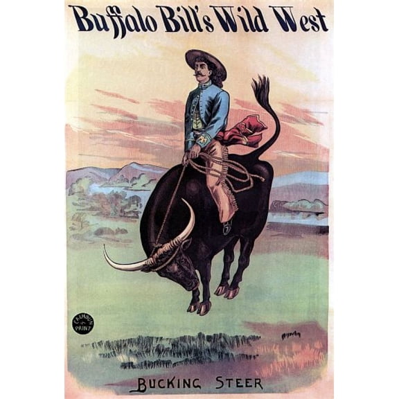 Buffalo Bills Wild West Bucking Steer Circus Canvas Art - (18 x 24)