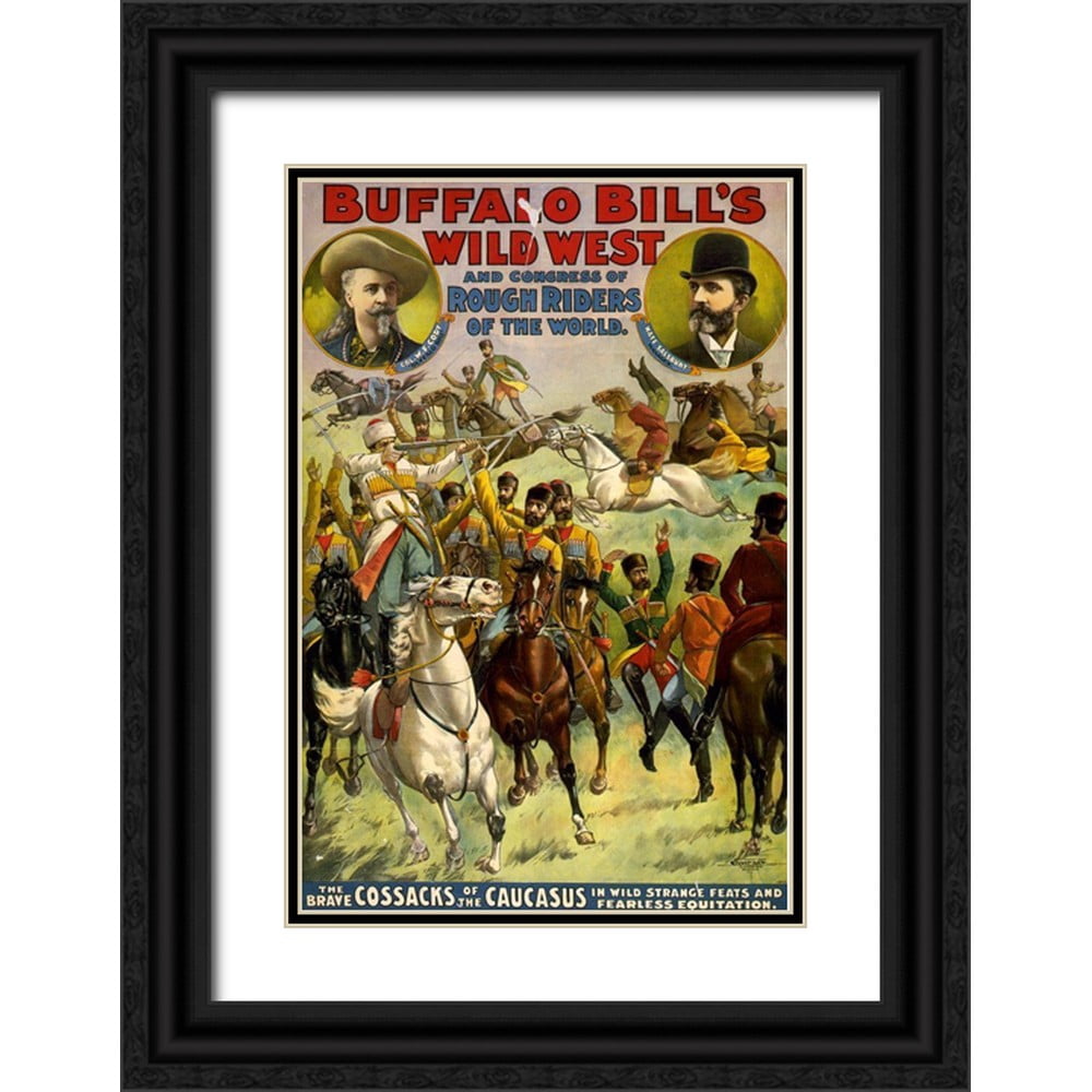 Buffalo Bills Wild West Show Poster 11x14 Black Ornate Wood Framed with ...