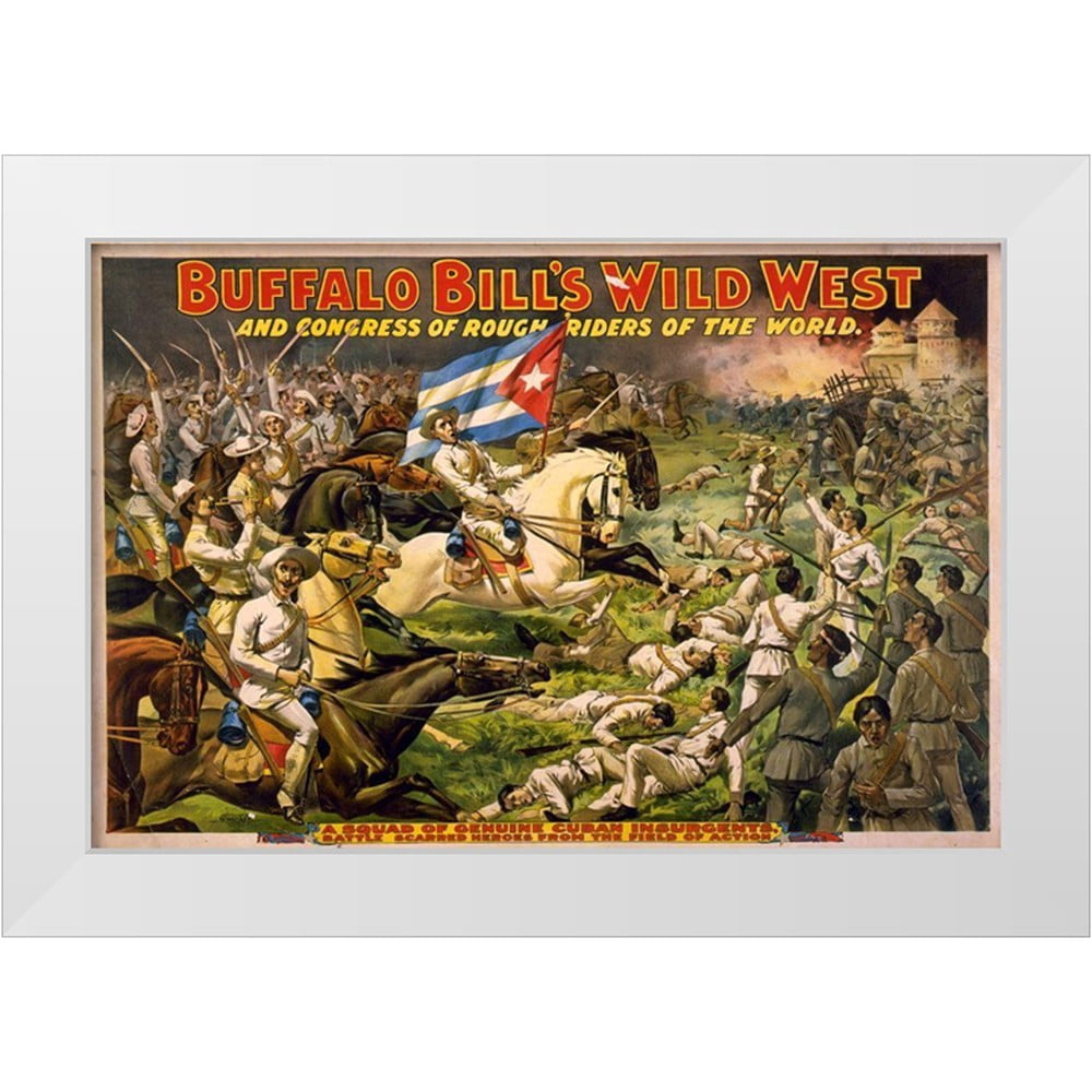 Buffalo Bills Wild West Show Poster 24x17 White Modern Wood Framed ...