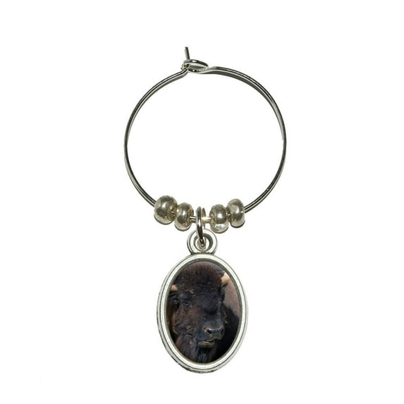 Buffalo - Bison Oval Wine Glass Charm