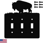 Buffalo Bison Triple Toggle Light Switch Wall Plate (Triple Toggle, Black)
