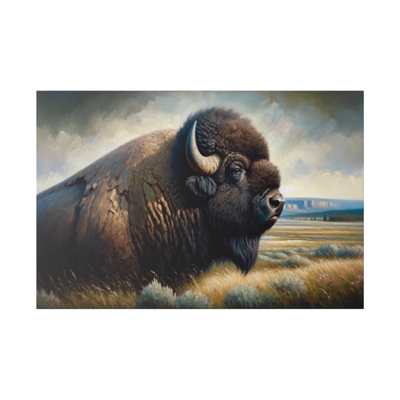 Buffalo Bison in Field - Matte Canvas, Wall Decor Wall Art Home Decor