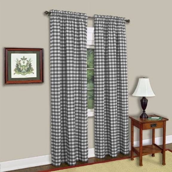 Achim Home Furnishings BCPN84BW12 Buffalo Check Window Curtain Panel (Single Curtain), 42" x 84", Black & White