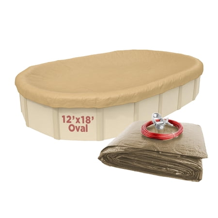 Buffalo Blizzard Oval Supreme Plus Tan/Silver Winter Swimming Pool Cover, 12' x 18'