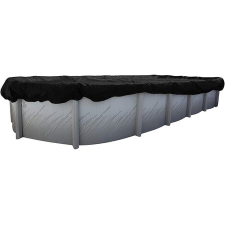 Buffalo Blizzard Oval Deluxe Plus Blue/Black Winter Pool Cover with Leaf Net, 12' x 24'