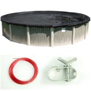 Buffalo Blizzard Deluxe Plus Blue/Black Winter Cover with Wind Guard Clips - Round Pools