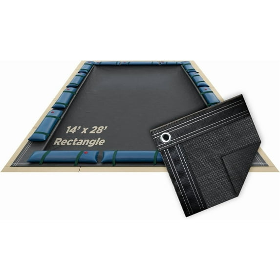 Buffalo Blizzard Micro Mesh Black Rectangle Swimming Winter Pool Cover, 14' x 28'