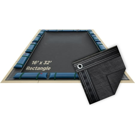 Buffalo Blizzard Micro Mesh Black Rectangle Swimming Winter Pool Cover, 16' x 32'