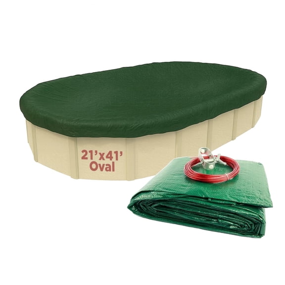 Buffalo Blizzard Oval Split Blocker Green/Black Swimming Pool Winter Cover, 21' x 42'