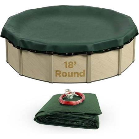 Buffalo Blizzard Round Green Ripstopper Winter Swimming Pool Cover, 18