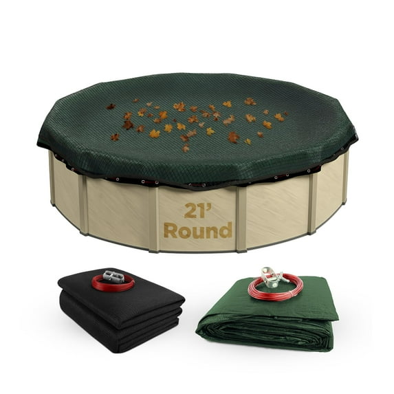 Buffalo Blizzard Round Pool Supreme Plus Green/Black Winter Cover with Leaf Net, 21'