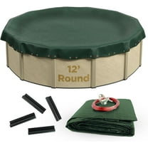 Buffalo Blizzard Supreme Green/Black Round Winter Cover with Wind Guard Clips, 12'