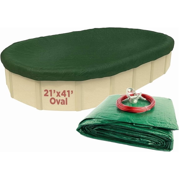 Buffalo Blizzard Supreme Plus Green/Black Oval Winter Swimming Pool Cover, 21' x 41'