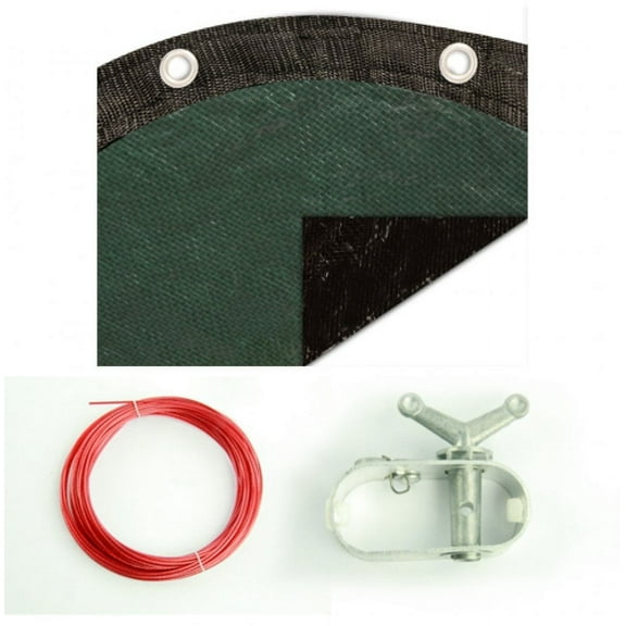 Buffalo Blizzard Oval Supreme Plus Green/Black Winter Cover with Cover Clips, 12' x 18'