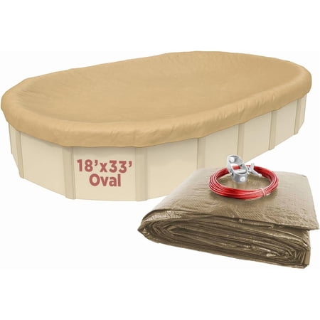Buffalo Blizzard Supreme Plus Tan/Silver Oval Winter Swimming Pool Cover, 18' x 33/34'