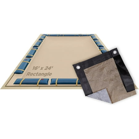 Buffalo Blizzard Supreme Plus Tan/Silver Rectangle Winter Swimming Pool Cover, 16' x 24'