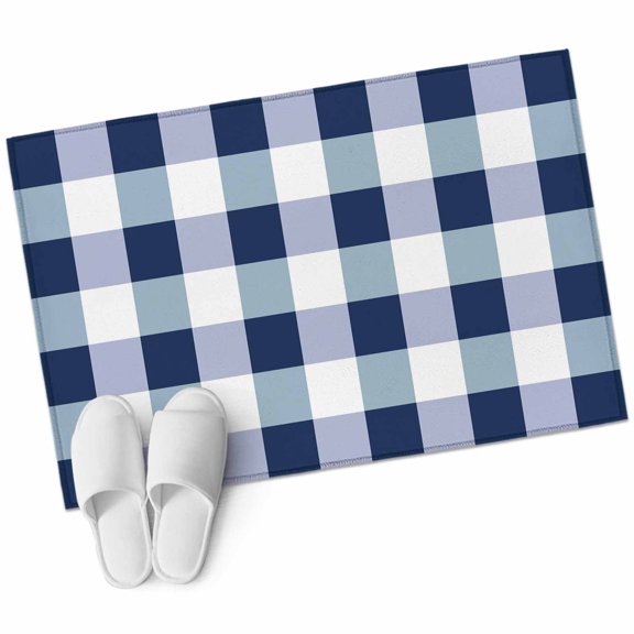Buffalo Blue Plaid Area Rug 2x3ft Spring Simple Pattern Non-Slip Washable Square Rugs Soft Felt Indoor Floor Mat for Bedroom Kitchen Living Room Bathroom