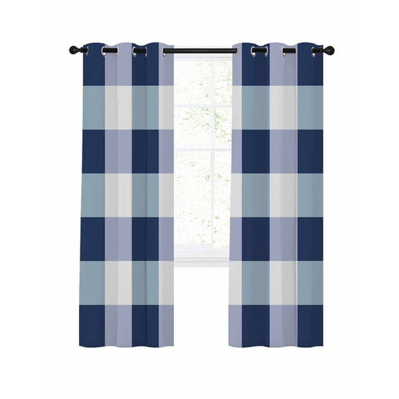Buffalo Blue Plaid Blackout Curtains 63 Inch Length Spring Simple Pattern Thermal Insulated Window Curtain Window Drapes 2 Panels for Bedroom Living Room 42"Wx63"L