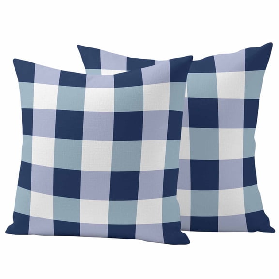 Buffalo Blue Plaid Pillow Covers 2 Pack Spring Simple Pattern Pillowcase Waterproof Outdoor Throw Pillow Cover for Patio Garden Square Cushion 16”x16”