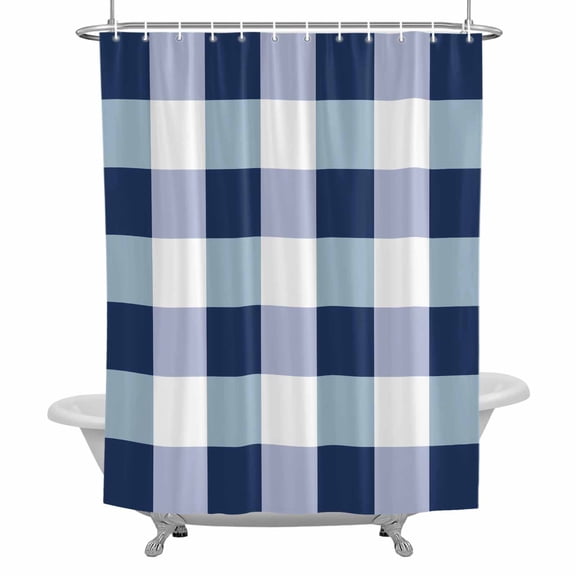 Buffalo Blue Plaid Shower Curtain for Bathroom, Spring Simple Pattern Waterproof Cloth Fabric Bathroom Accessories Set with 12 Rust Proof Plastic Hooks, 72"x96"