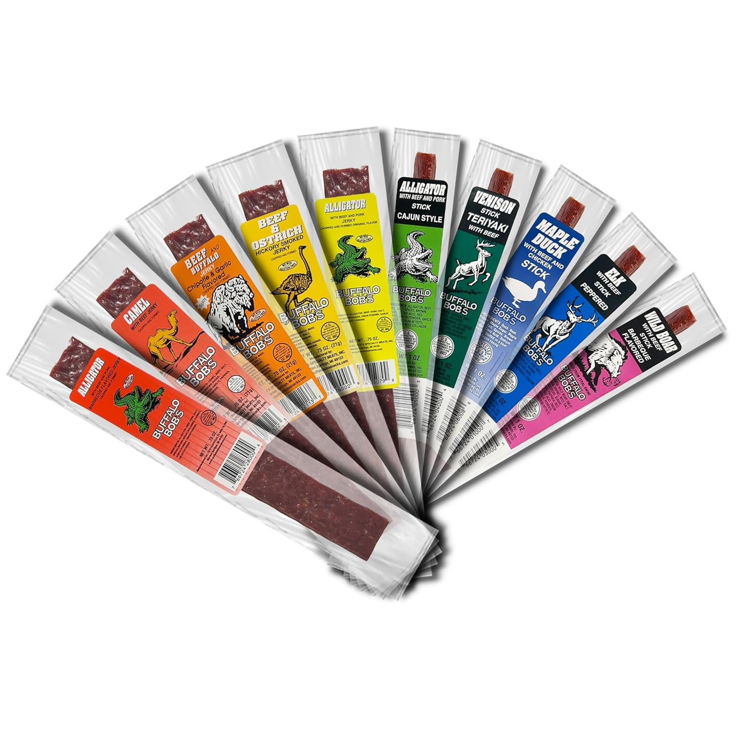 Buffalo Bob’s Wild Game Jerky (10Pack), Exotic Meat Jerky Sampler Gift