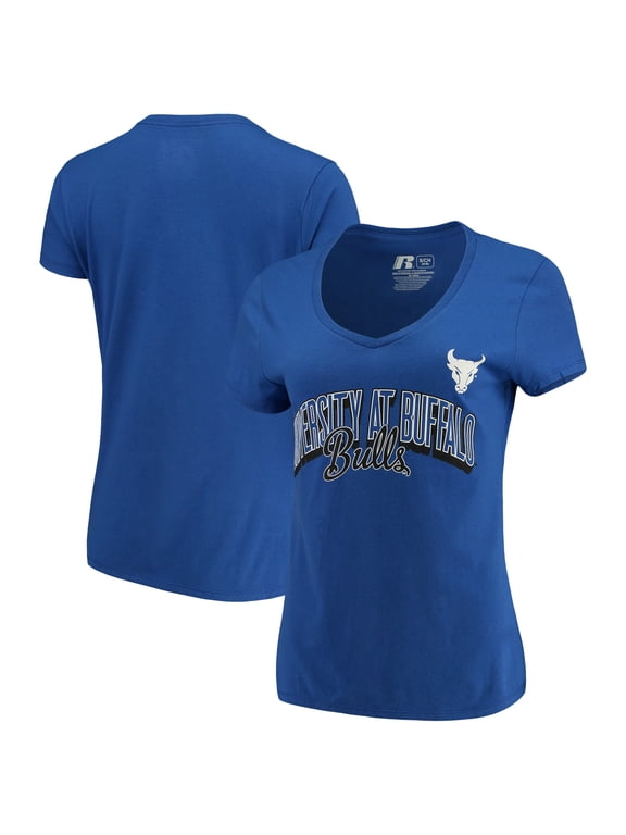 Buffalo Bulls Russell Athletic Women's Arch V-Neck T-Shirt - Royal
