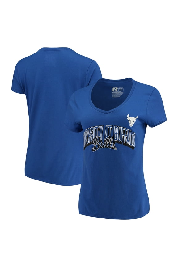 Buffalo Bulls Russell Athletic Women's Arch V-Neck T-Shirt - Royal