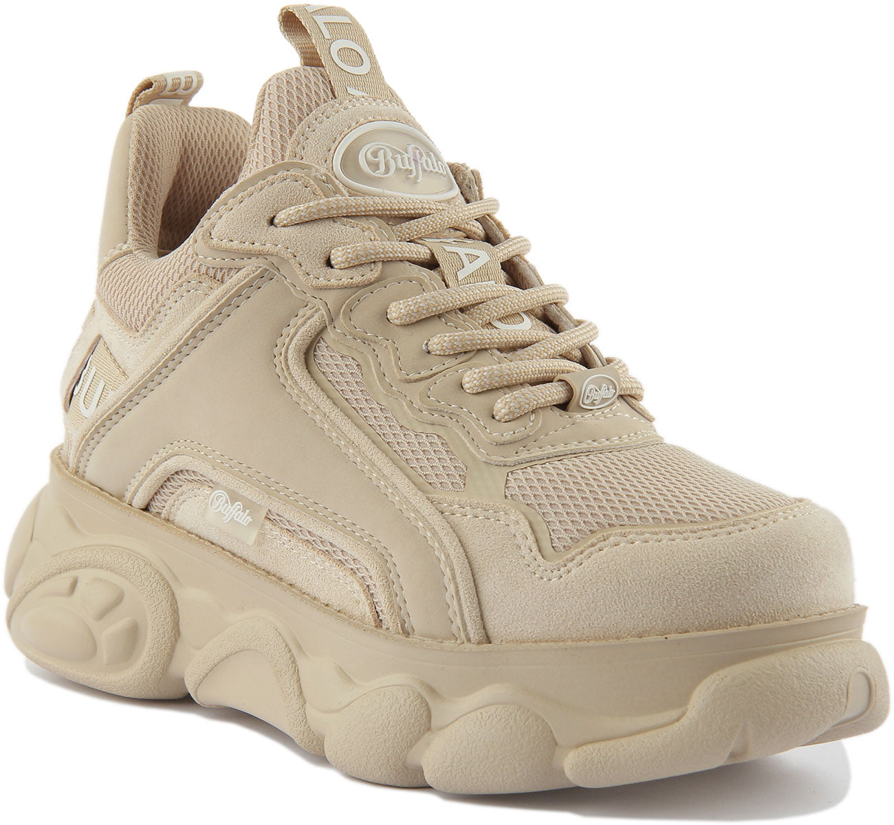 Buffalo CLD Chai Women's Chunky Sole Lace Up Trainers In Cream Size - Walmart.com