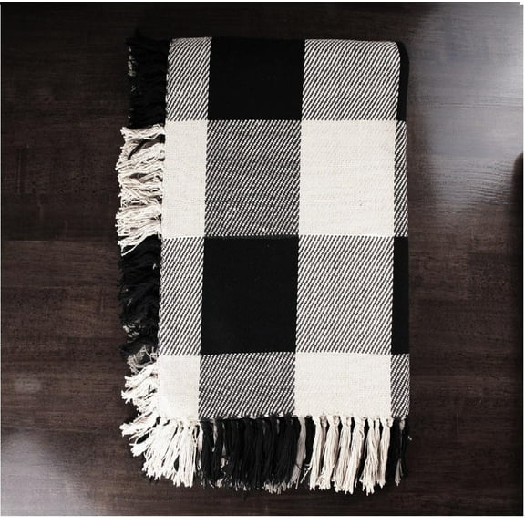 Buffalo Check Black Afghan - Home Collections by Raghu