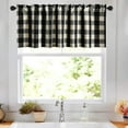 thumbnail image 1 of Buffalo Check Black and White Gingham Plaid Valances for Windows of Kitchen Leaves Printed Linen Textured 18 Inch Long Rod Pocket Valance for Small Windows, One Panel, 1 of 6