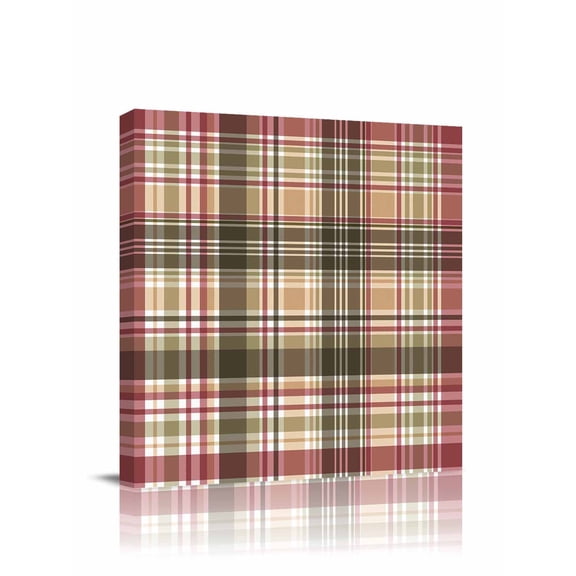 Buffalo Check Canvas Wall Art, Plaid Brown Plaid Vintage Retro Country Framed Wall Decor Modern Artwork Prints Painting for Living Room, Bedroom, Kitchen & Cafe Decor 24x24 Inch