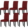 thumbnail image 1 of Buffalo Check Chair Covers Red Black Plaid Dining Chair Slipcovers Protector Removable Stretch Elastic Seat Covers for Christmas Party Kitchen Home Hotel Office Restaurant Decoration, 6Pcs, 1 of 6