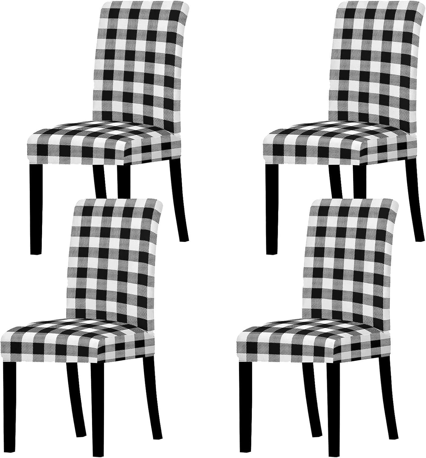 Buffalo Check Chair Covers White Black Plaid Dining Chair Slipcovers