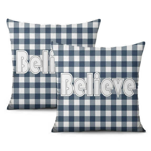 Buffalo Check Christmas Snowman Truck Tree Throw Pillows Cover Square Throw Pillow Case 2 Pack Vintage Pillowcase for Indoor Home Bedroom