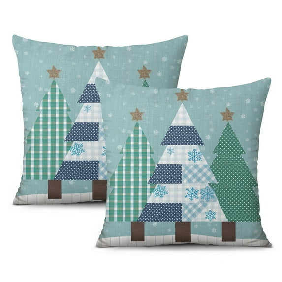 Buffalo Check Christmas Tree Truck Throw Pillow Case Square Square Cushion Covers Set of 2 Christmas Throw Cushion Case for Couch Sofa Bed Farmhouse